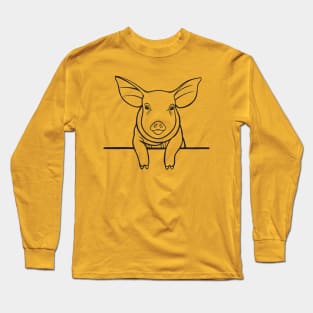 Piggy Drawing - hand drawn farm animal design Long Sleeve T-Shirt